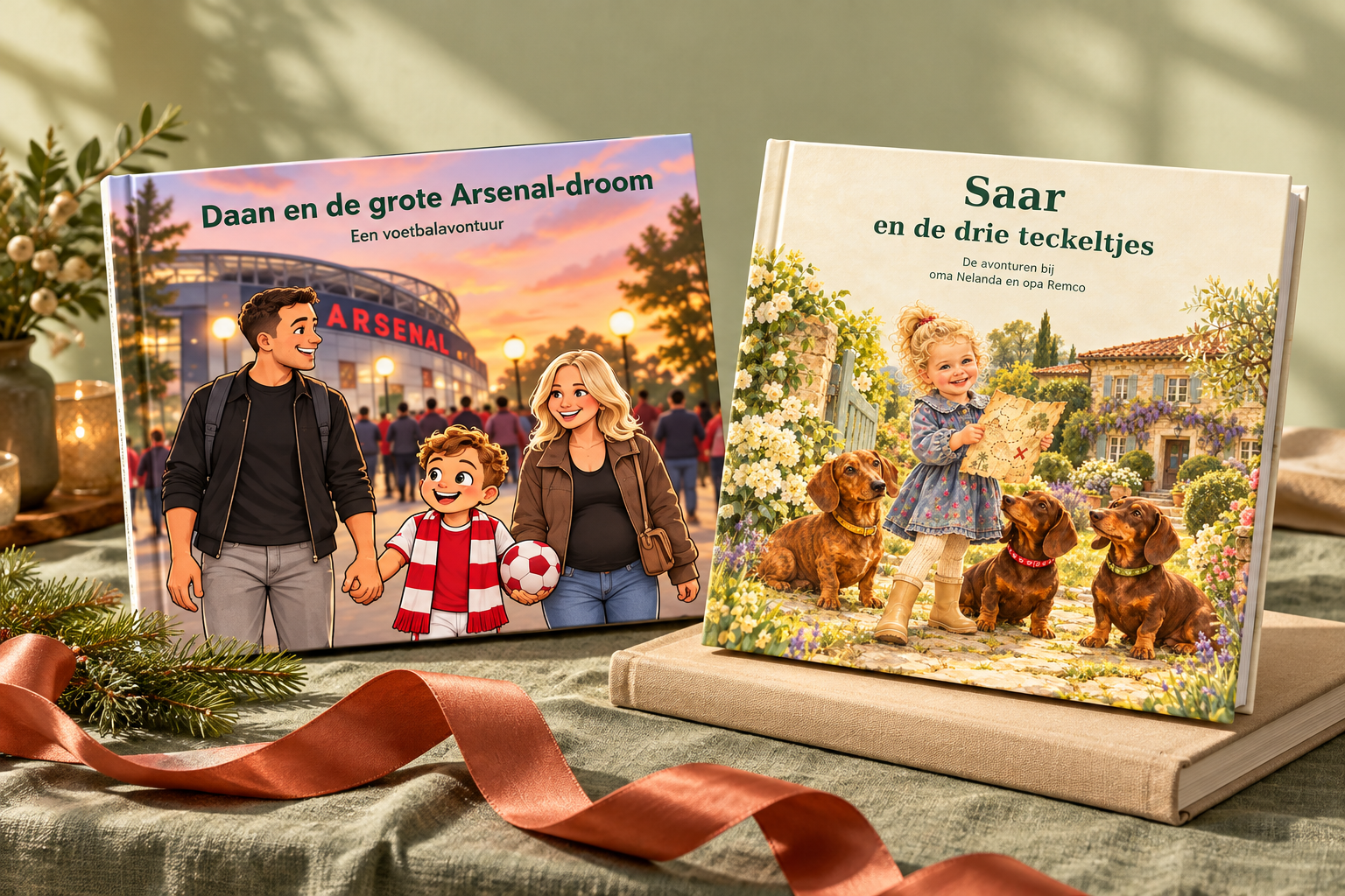 Ontwerpvoorbeelden van persoonlijke boeken met Daan en Saar